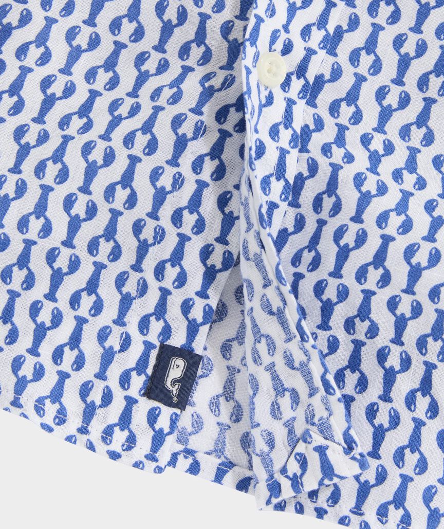 Linen Short-Sleeve Micro Lobsters Shirt