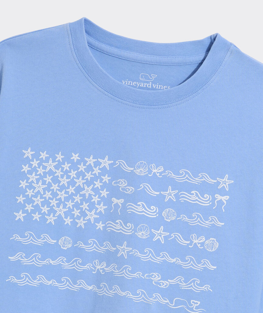 Women's Beach Icon US Flag Boxy Tee