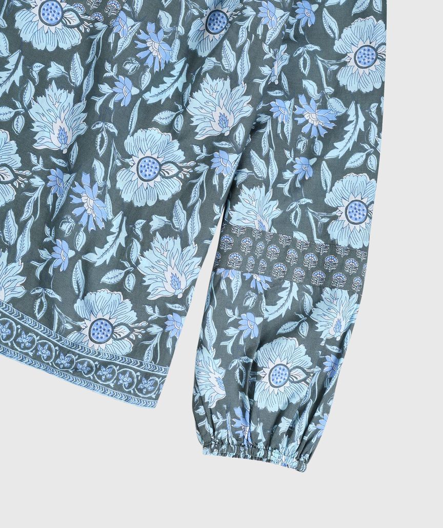 OUTLET Printed Long-Sleeve Popover Top