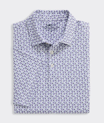 Vineyard Vines Performance Golf Printed Sankaty Polo (Tee Cocktails White) (Size: M)