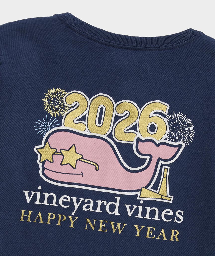 Girls' Metallic New Years 2026 Long-Sleeve Pocket Tee