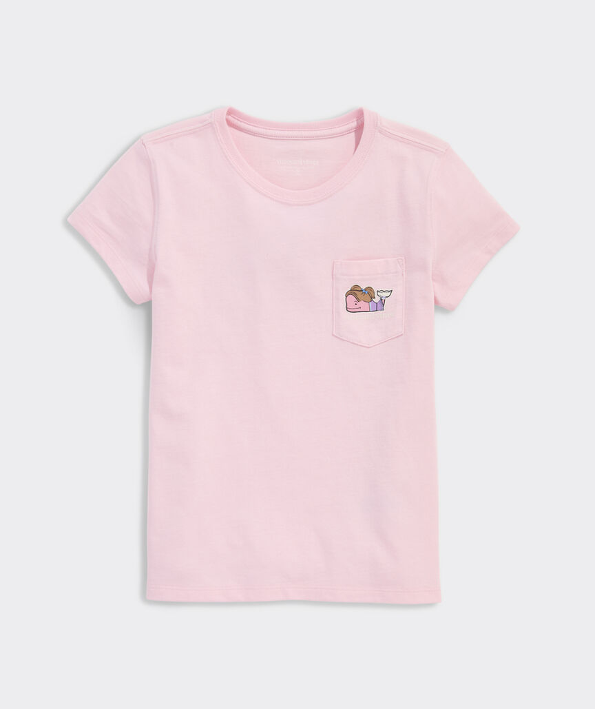 Girls' Glitter Cheerleader Whale Short-Sleeve Pocket Tee