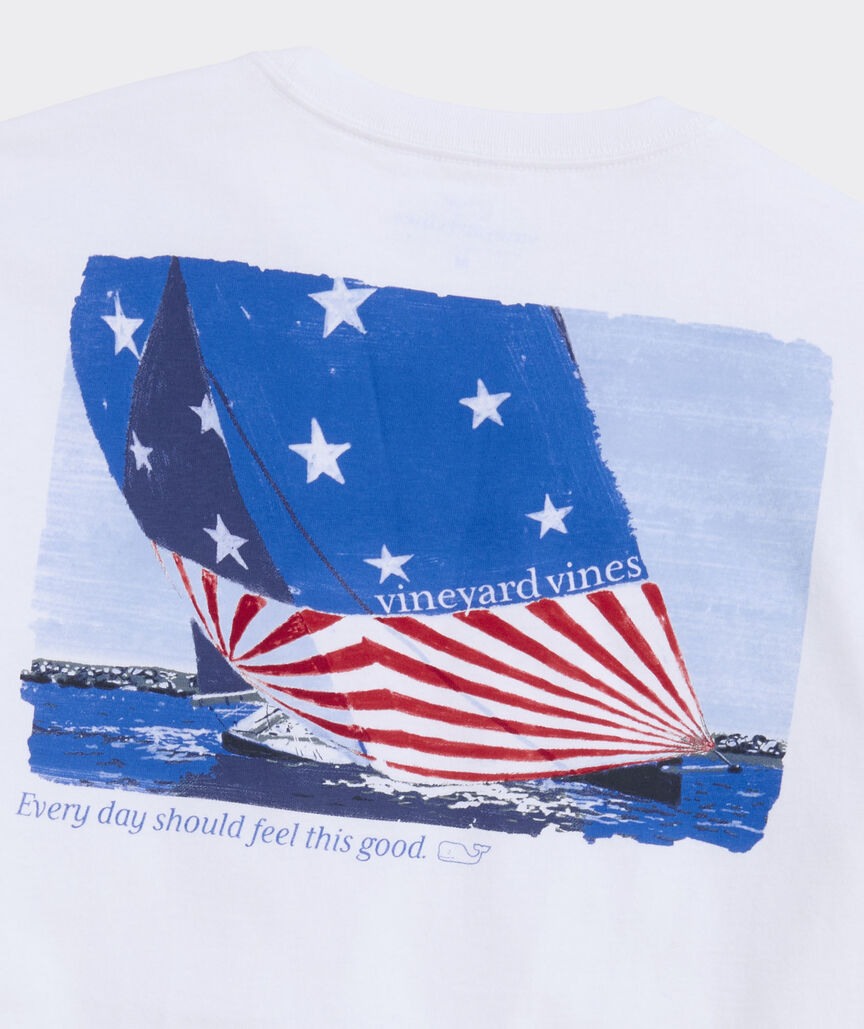 USA Flag Sail Short-Sleeve Pocket Tee