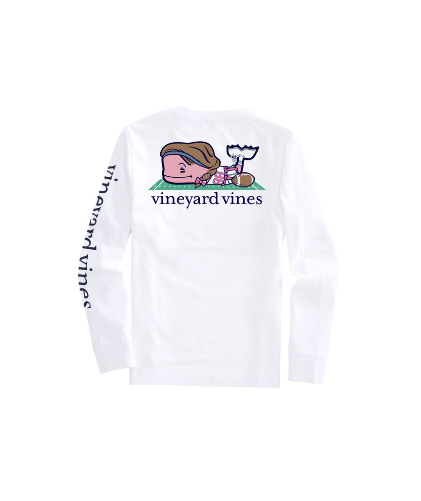OUTLET Girls' Flag Football Whale Long-Sleeve Pocket Tee