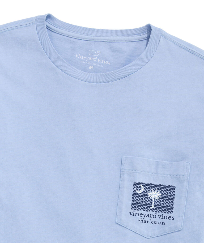 Charleston South Carolina Flag Palm & Crescent Short-Sleeve Pocket Tee