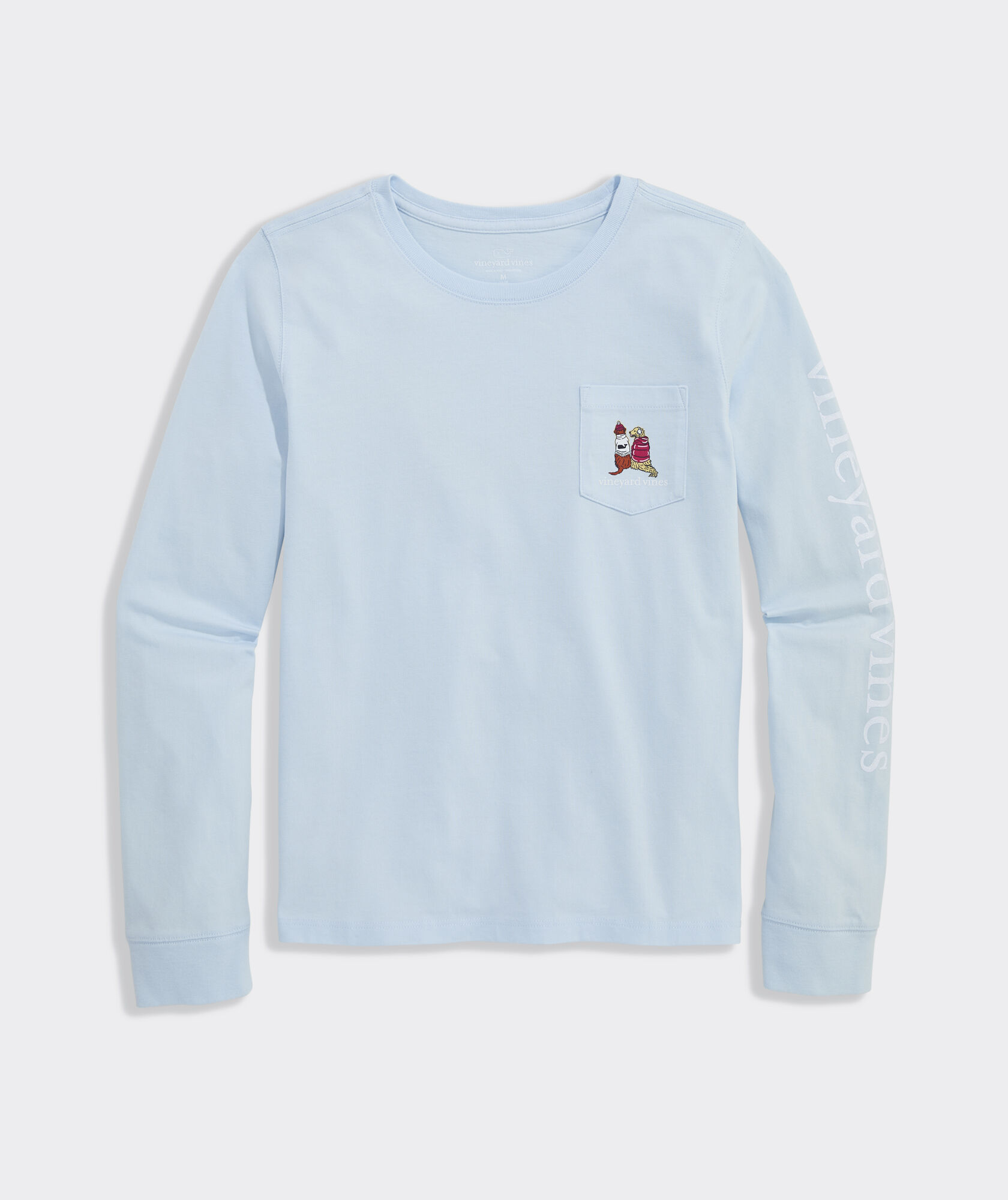 Girls' Glitter Ski Pups Long-Sleeve Pocket Tee
