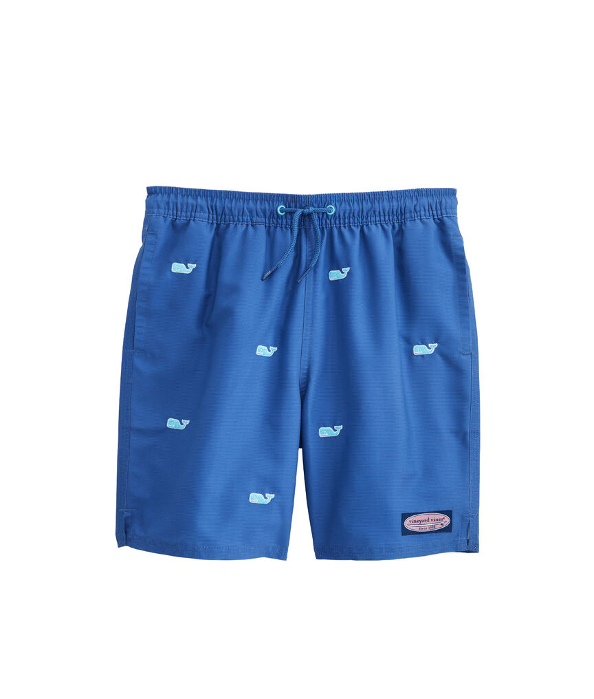 Boys Whale Embroidered Fine Stripe Chappy Trunks