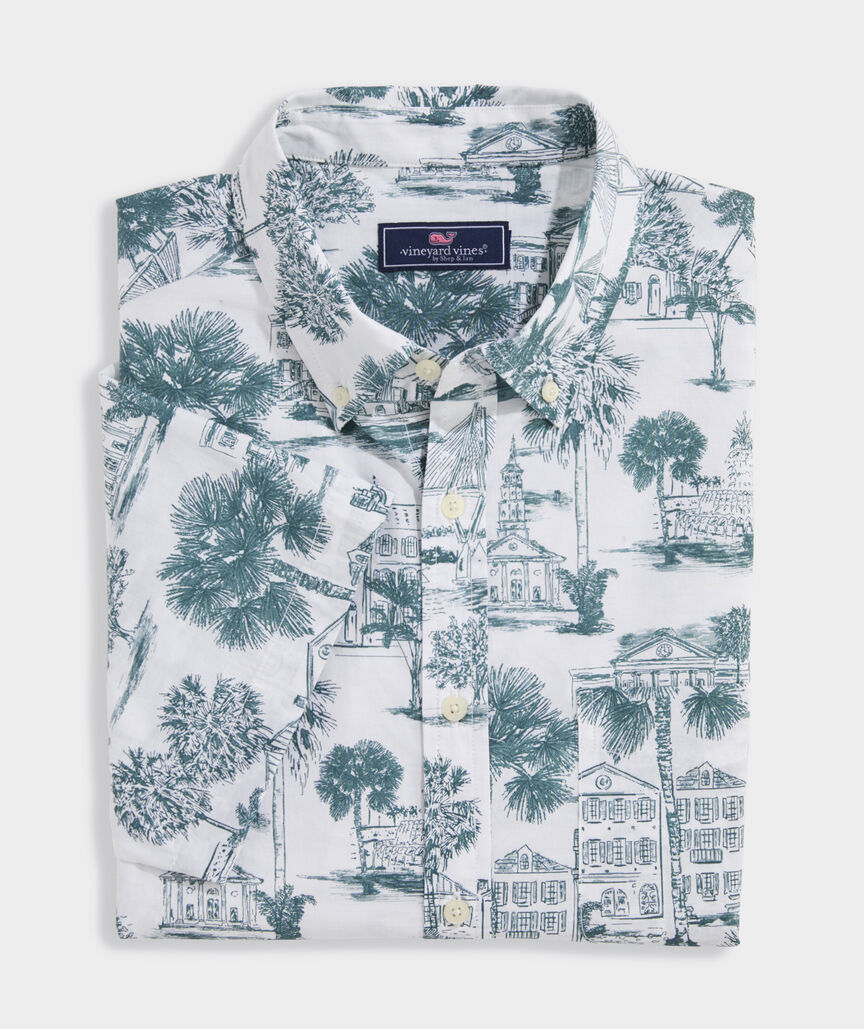 Charleston Scene Cotton Short-Sleeve Shirt