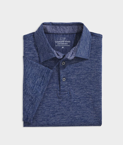 Vineyard Vines Men's Custom Destin Stripe Sankaty Polo Shirt (Blue Depth Tejeda) (Size: Small)