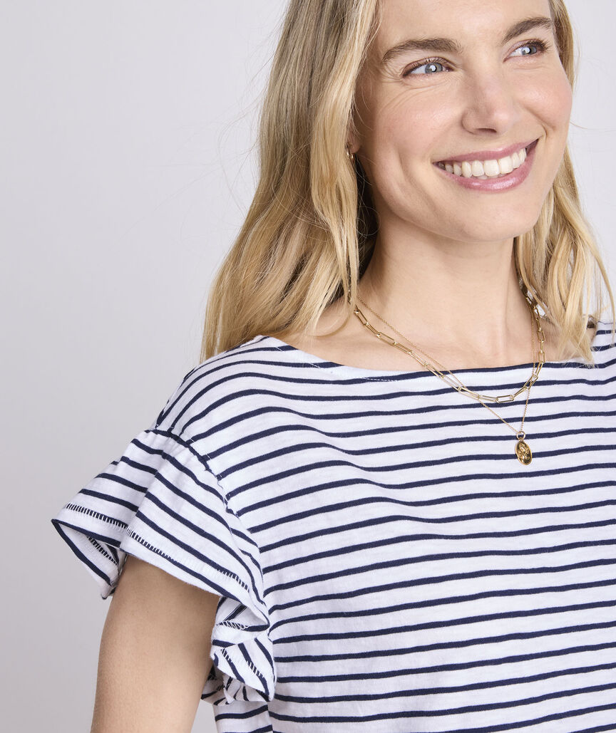 Slub Jersey Flutter-Sleeve Tee