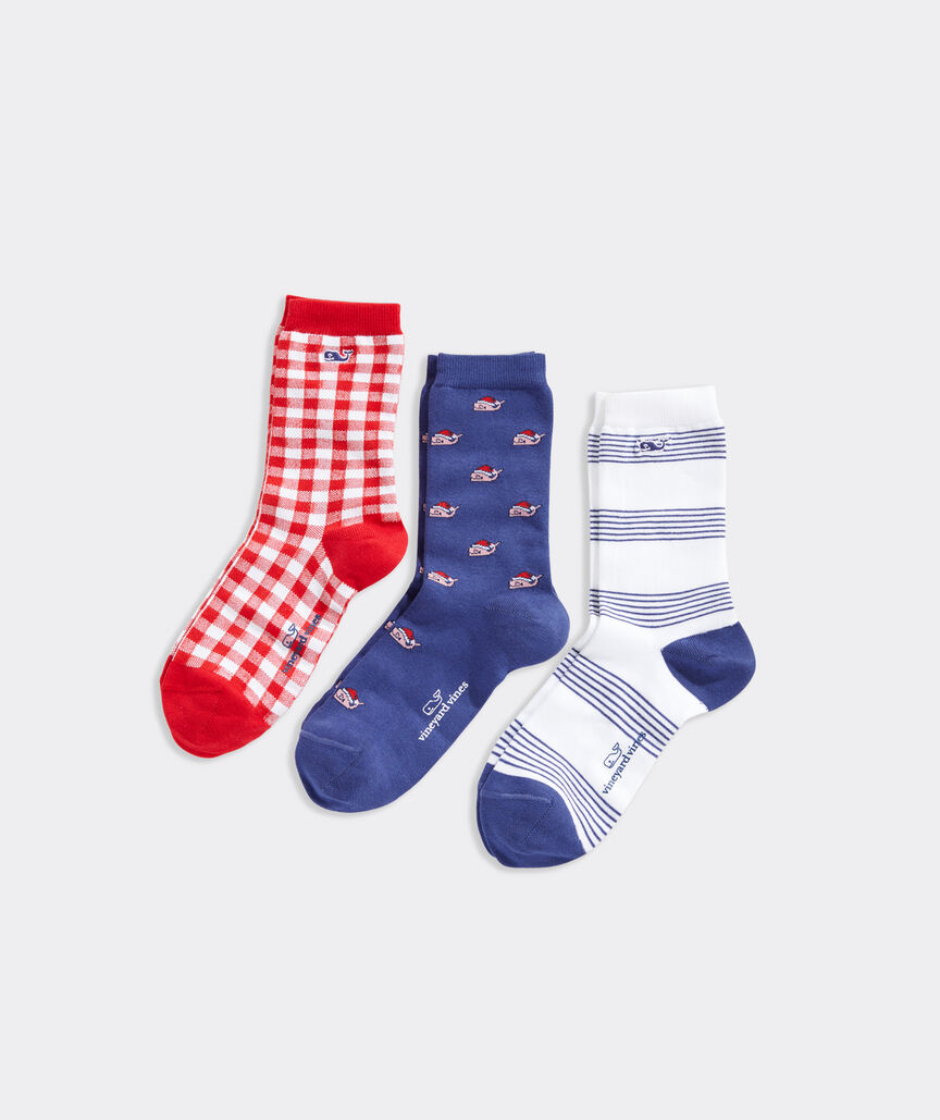 Santa Whale Holiday 3-pack Sock Set