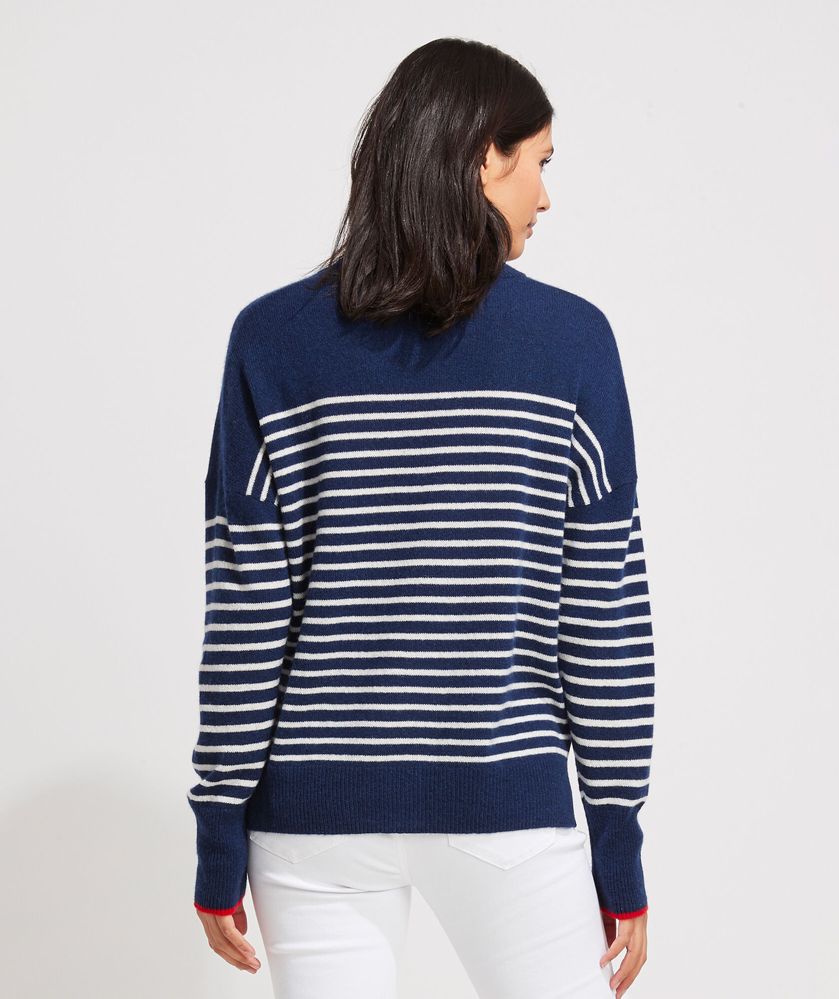 Shop Lofty Stripe Embroidered Cashmere Crewneck Sweater at vineyard vines