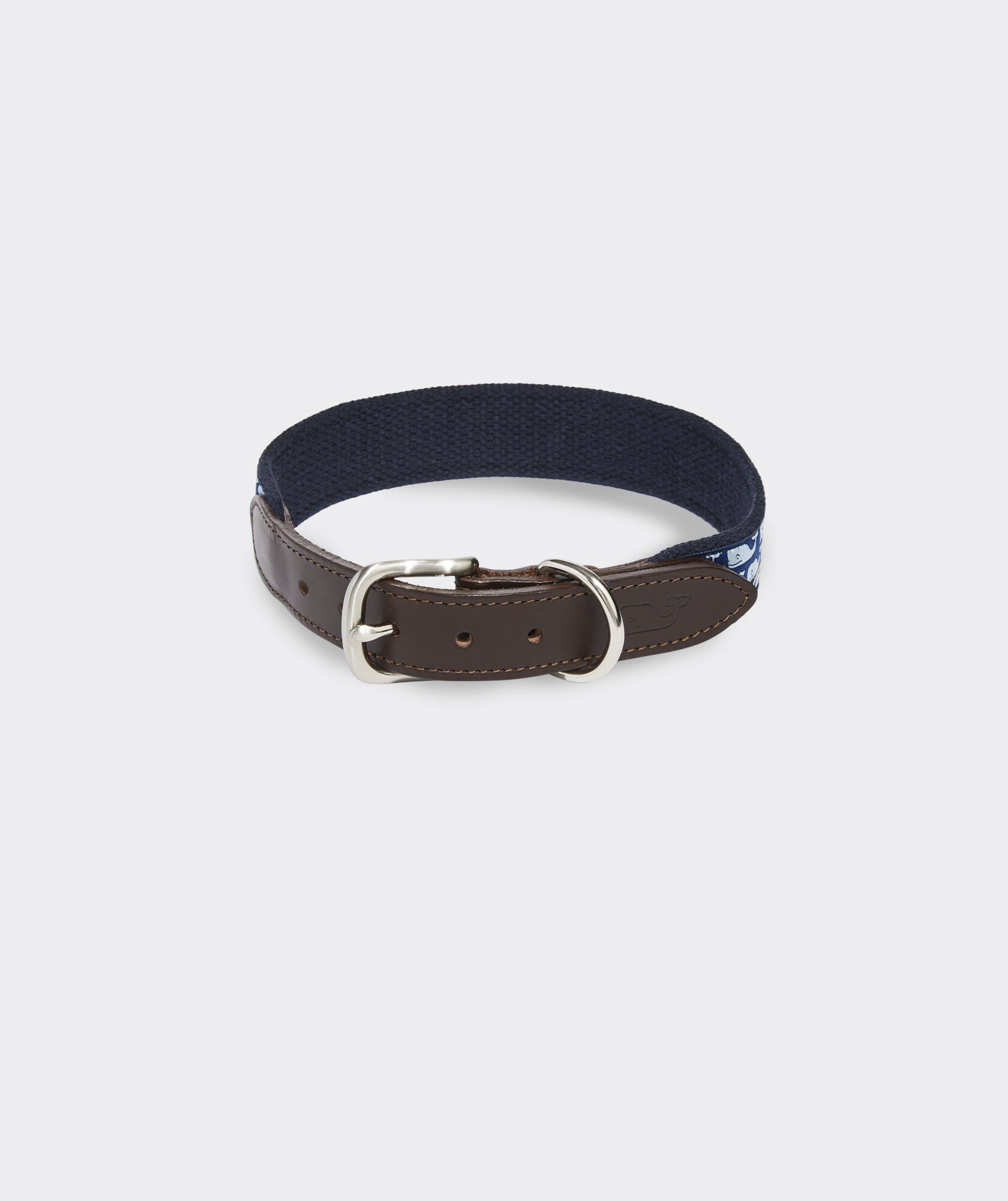 Vineyard Whale Leather Canvas Club Dog Collar
