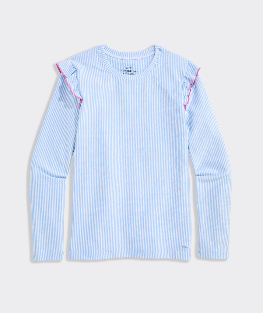 Girls' Seersucker Ruffle Rashguard