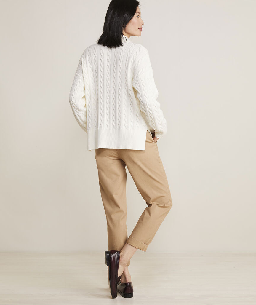 Cotton Cable Polo Sweater