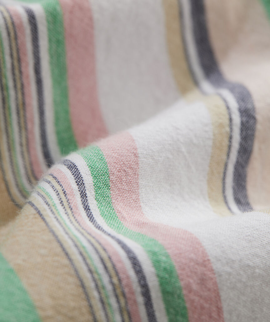 Cotton Short-Sleeve Awning Stripe Shirt