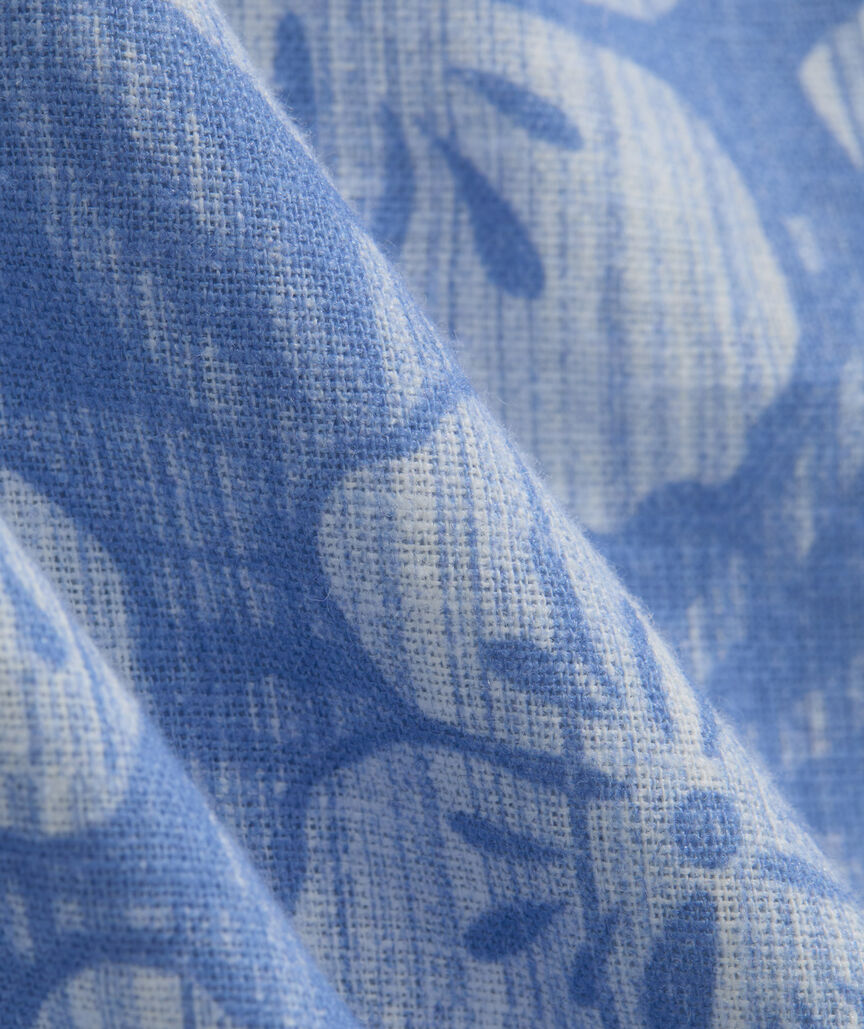 Hawaiian Floral Linen Blend Short-Sleeve Cabana Shirt