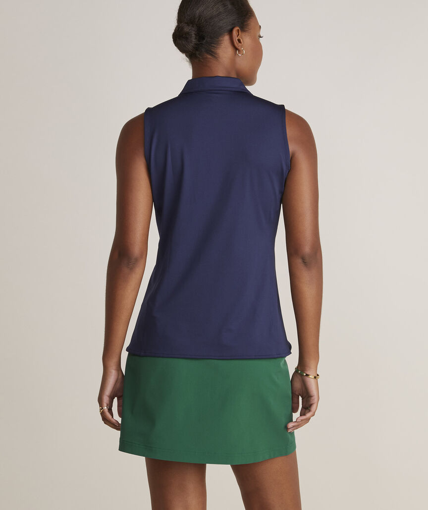 Sleeveless Solid Jersey Polo