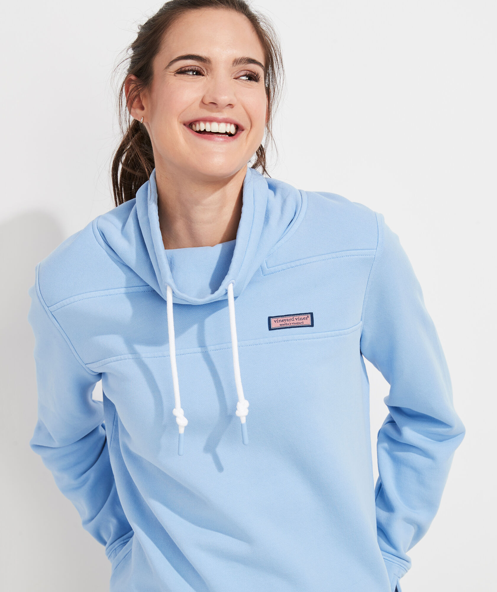 Shop Garment-Dyed Funnel Neck Relaxed Shep Shirt at vineyard vines