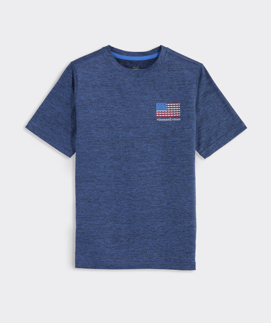 Boys' American Flag Whales Short-Sleeve Harbor Sun Performance Tee