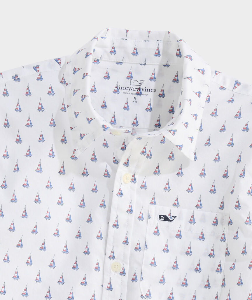 Boys' Printed Cotton Short-Sleeve Shirt