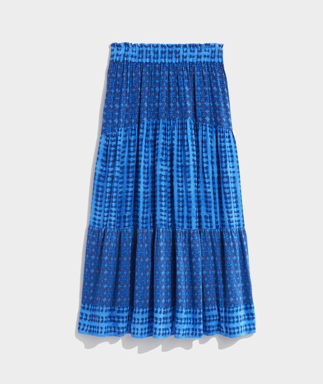 Shibori Smocked Midi Skirt