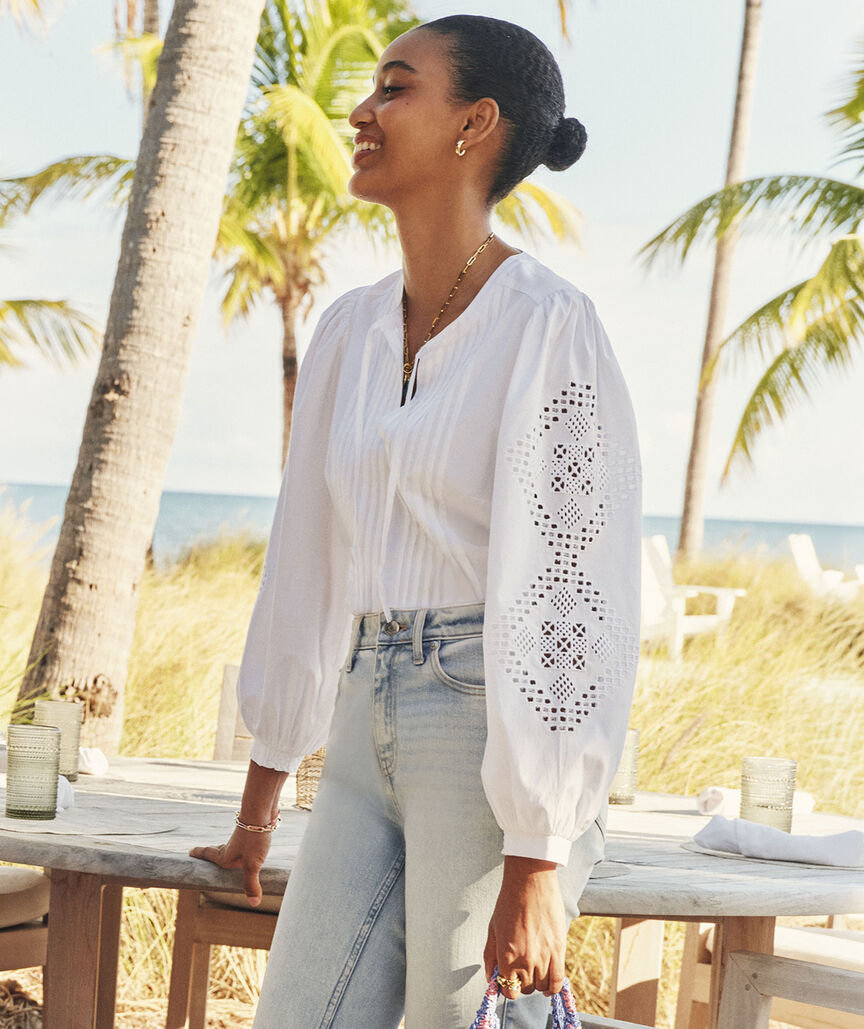 Nora Pintuck Eyelet Top