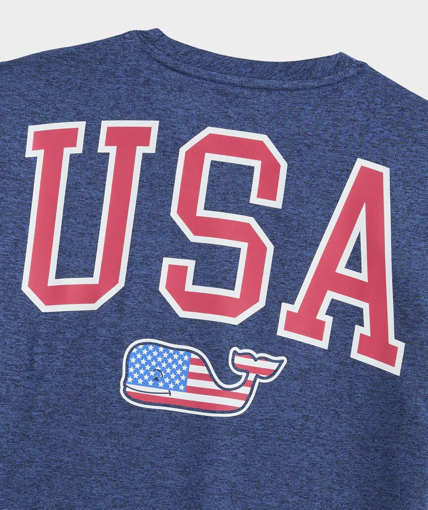 Boys' USA Flag Whale Short-Sleeve Harbor Sun Performance Tee