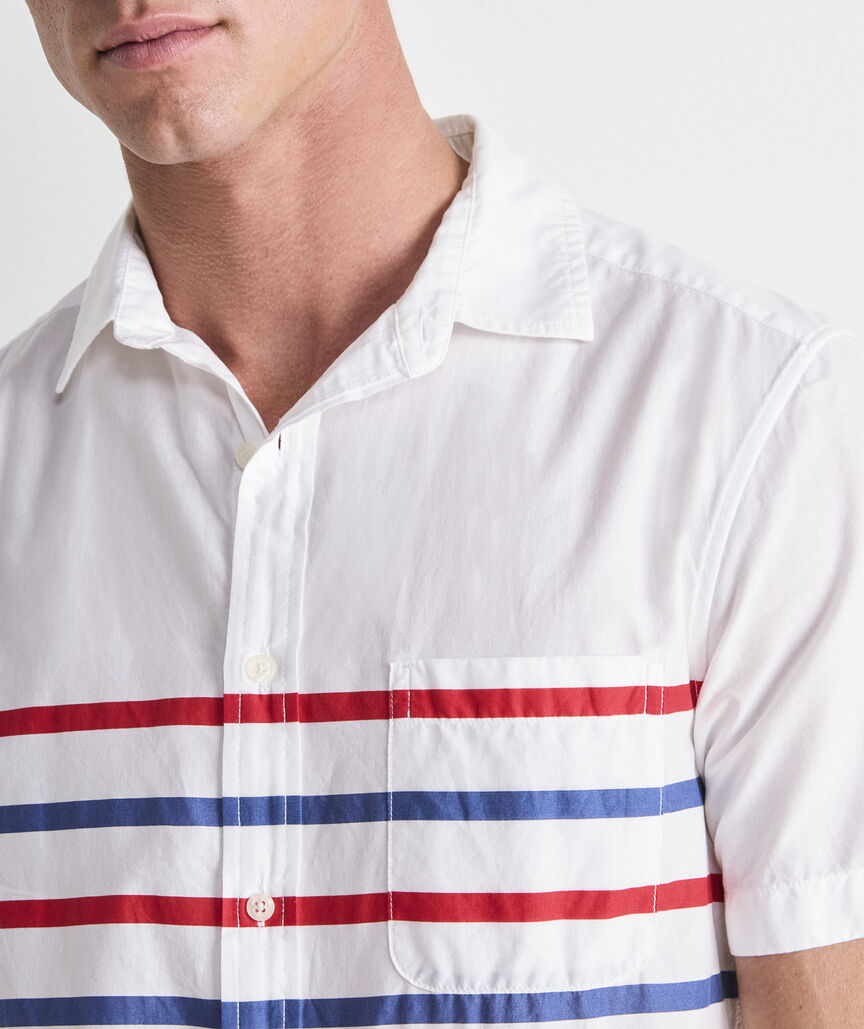 Ash Stripe Cotton Madras Short-Sleeve Shirt