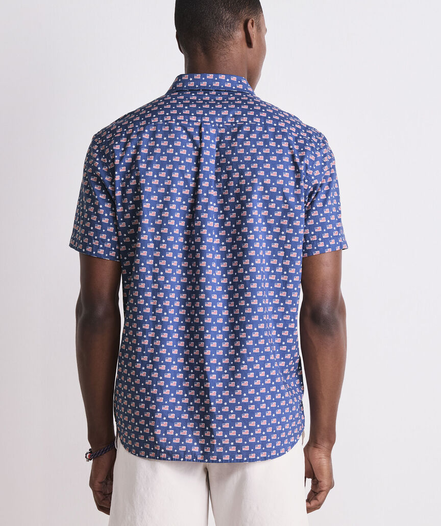 Flags & Stars Cotton Madras Short-Sleeve Shirt