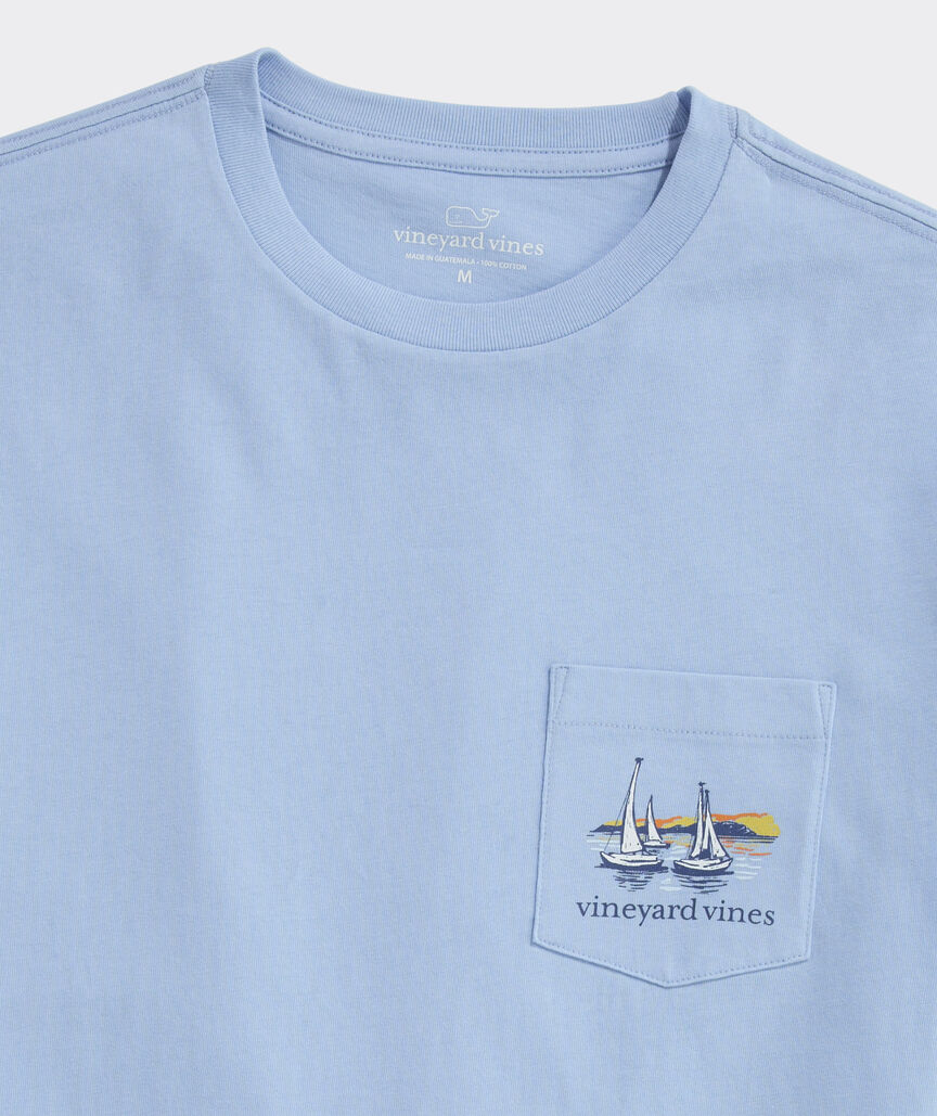 Autumn Sailing Scene Short-Sleeve Pocket Tee