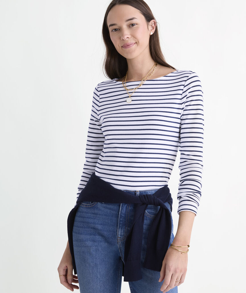 Deluxe Long Sleeve Boatneck Tee