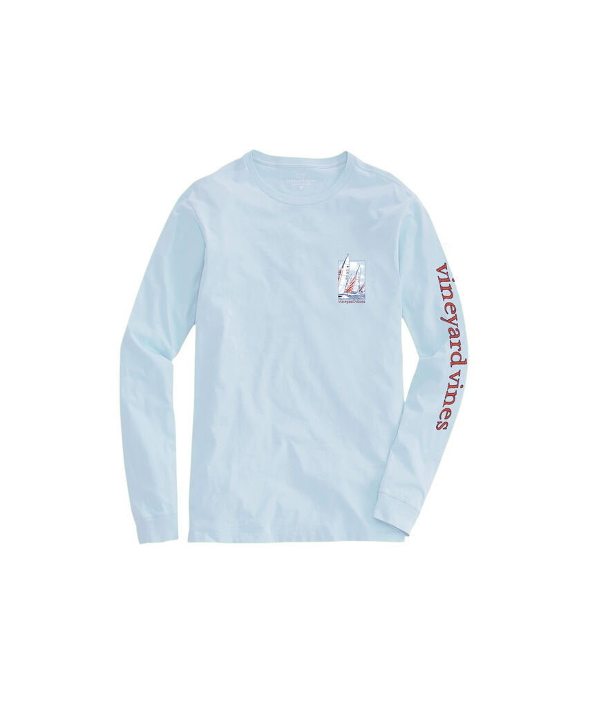 OUTLET Painted Sailboat Race Scene Long-Sleeve Tee
