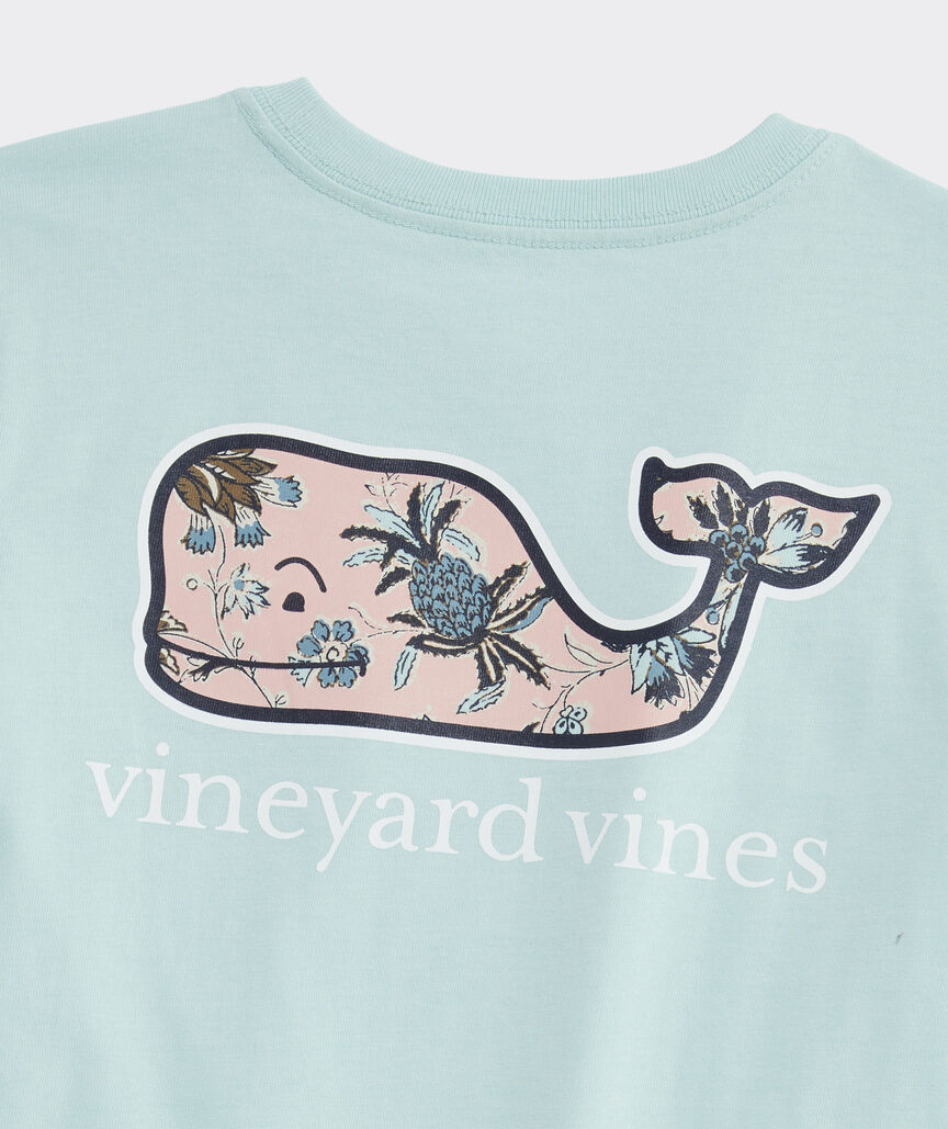 Girls Paisley Floral Whale Short-Sleeve Pocket Tee