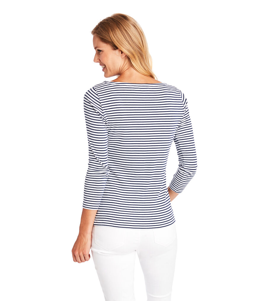 Striped Boatneck Simple Tee