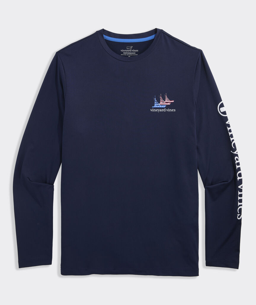 Performance Sportfisher USA Flag Long-Sleeve Harbor Tee