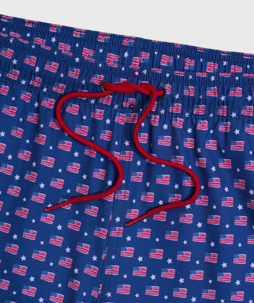 OUTLET 5 Inch Flag & Stars Chappy Swim Trunks
