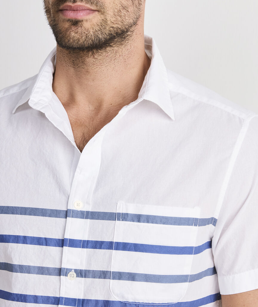 Ash Stripe Cotton Madras Short-Sleeve Shirt