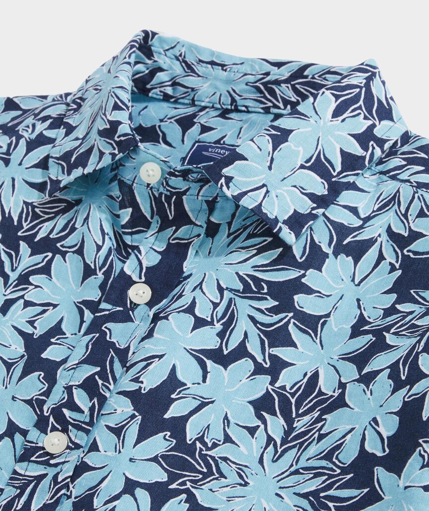 Linen Short-Sleeve Dockside Floral Shirt