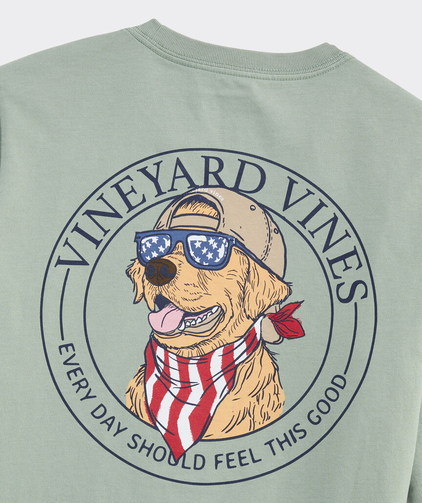 Boys' America Dog Long-Sleeve Pocket Tee