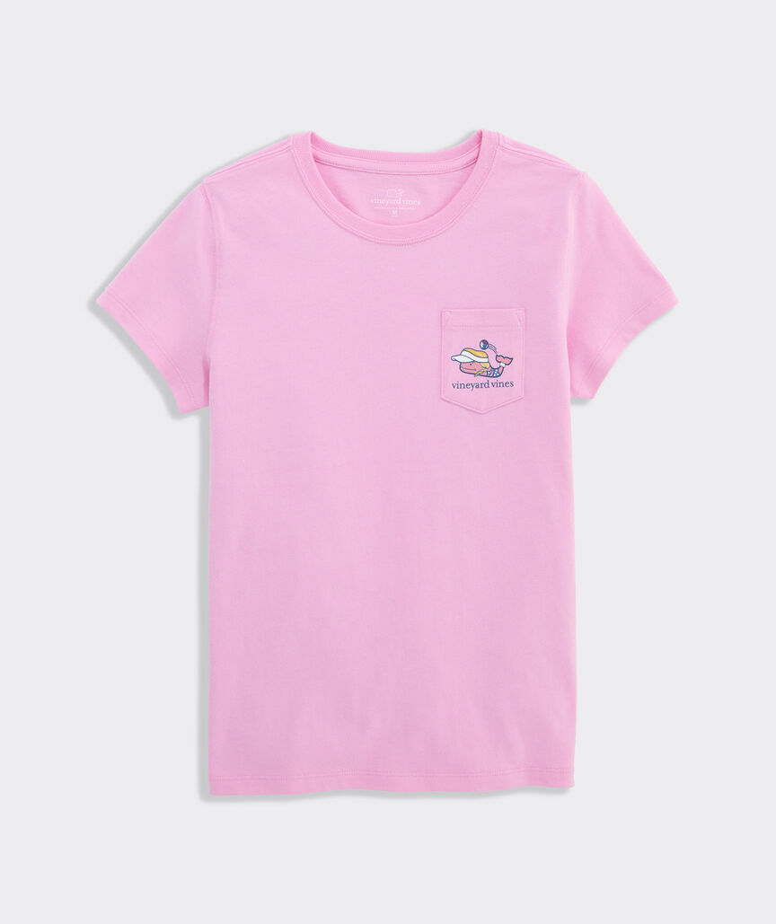 Girls' USA Beach Volleyball Whale Short-Sleeve Pocket Tee