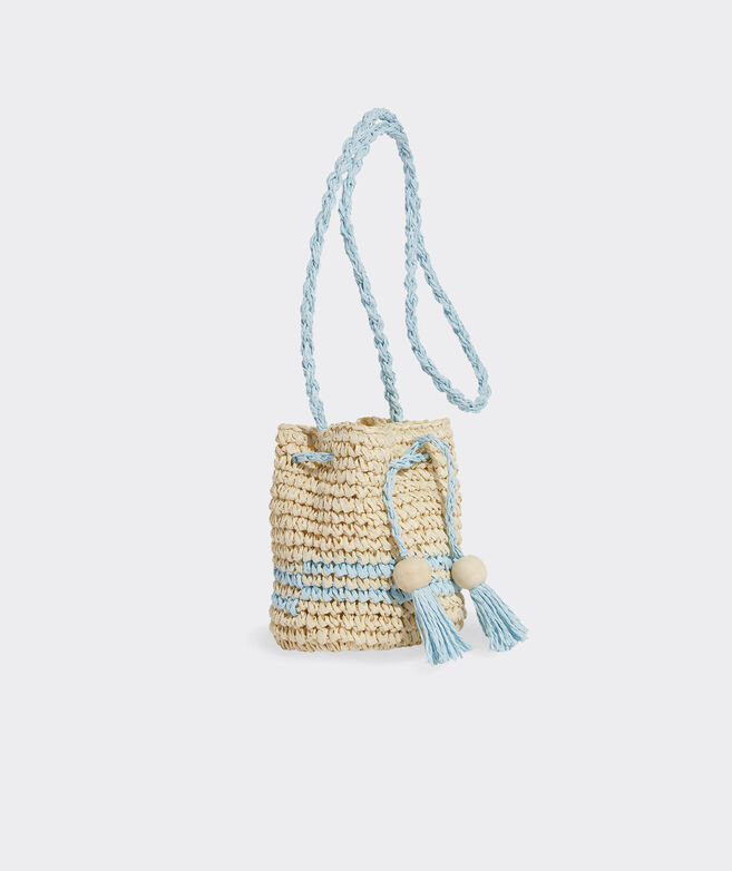 Girls' Crochet Straw Bucket Bag