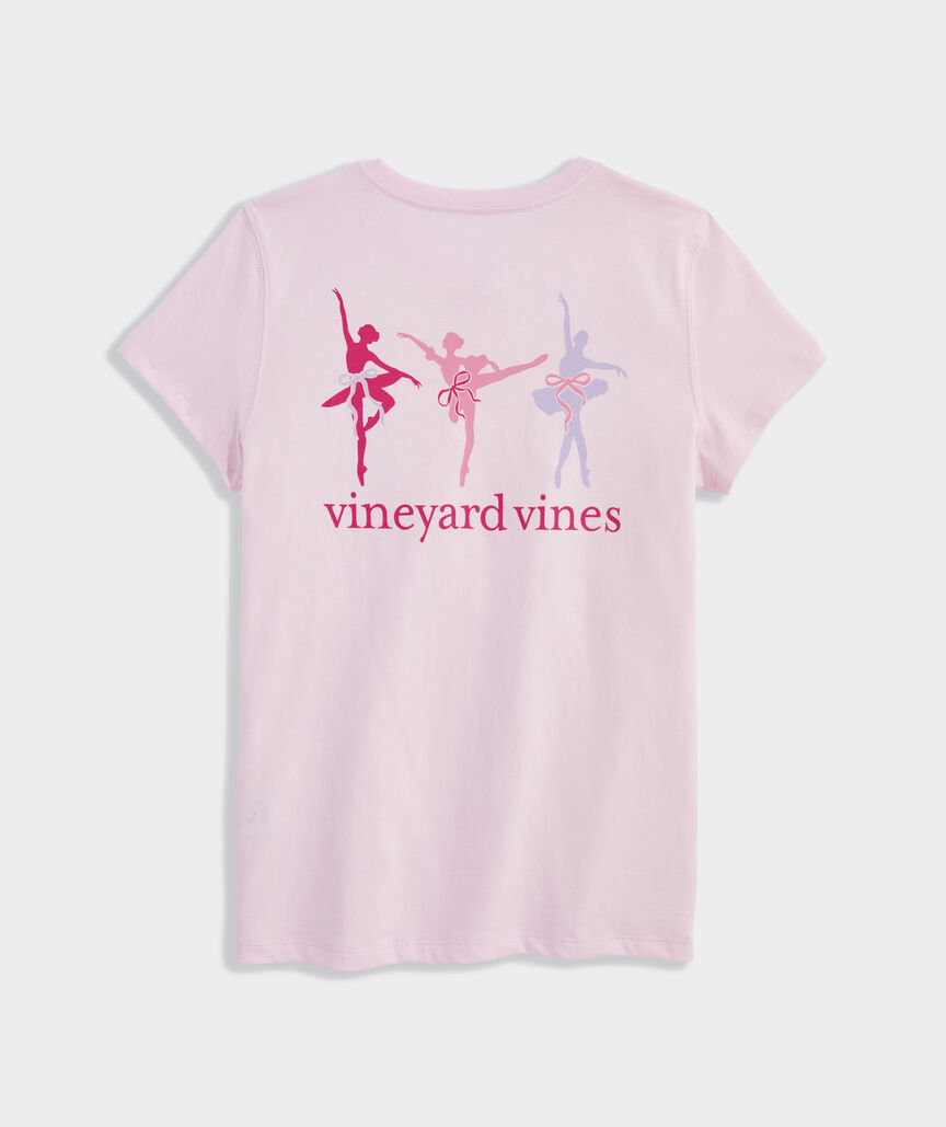 Girls' Ballerina Silhouettes Short-Sleeve Pocket Tee