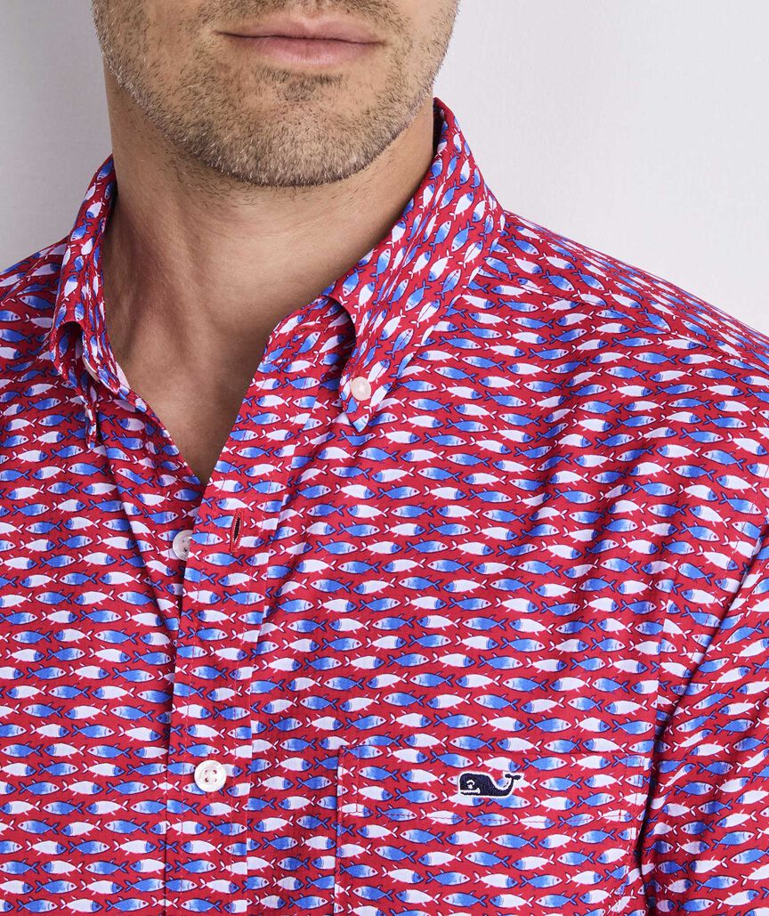 Micro Fish Short-Sleeve Performance Ripstop Shirt