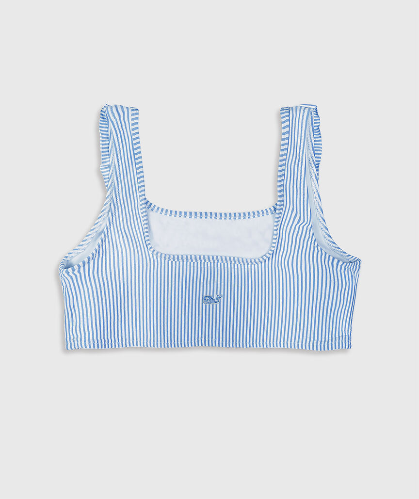 OUTLET Girls' Seersucker Ruffle Square Neck Bikini