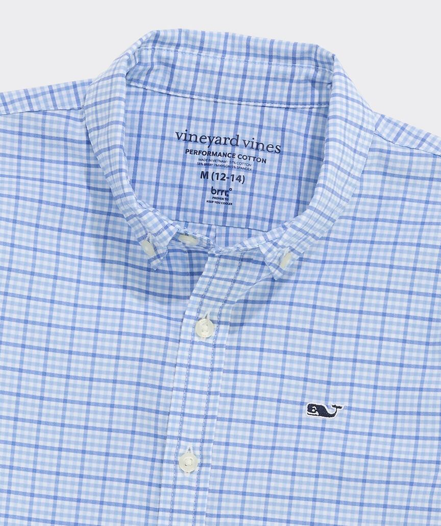 Boys' Catamaran Check Performance Cotton Shirt