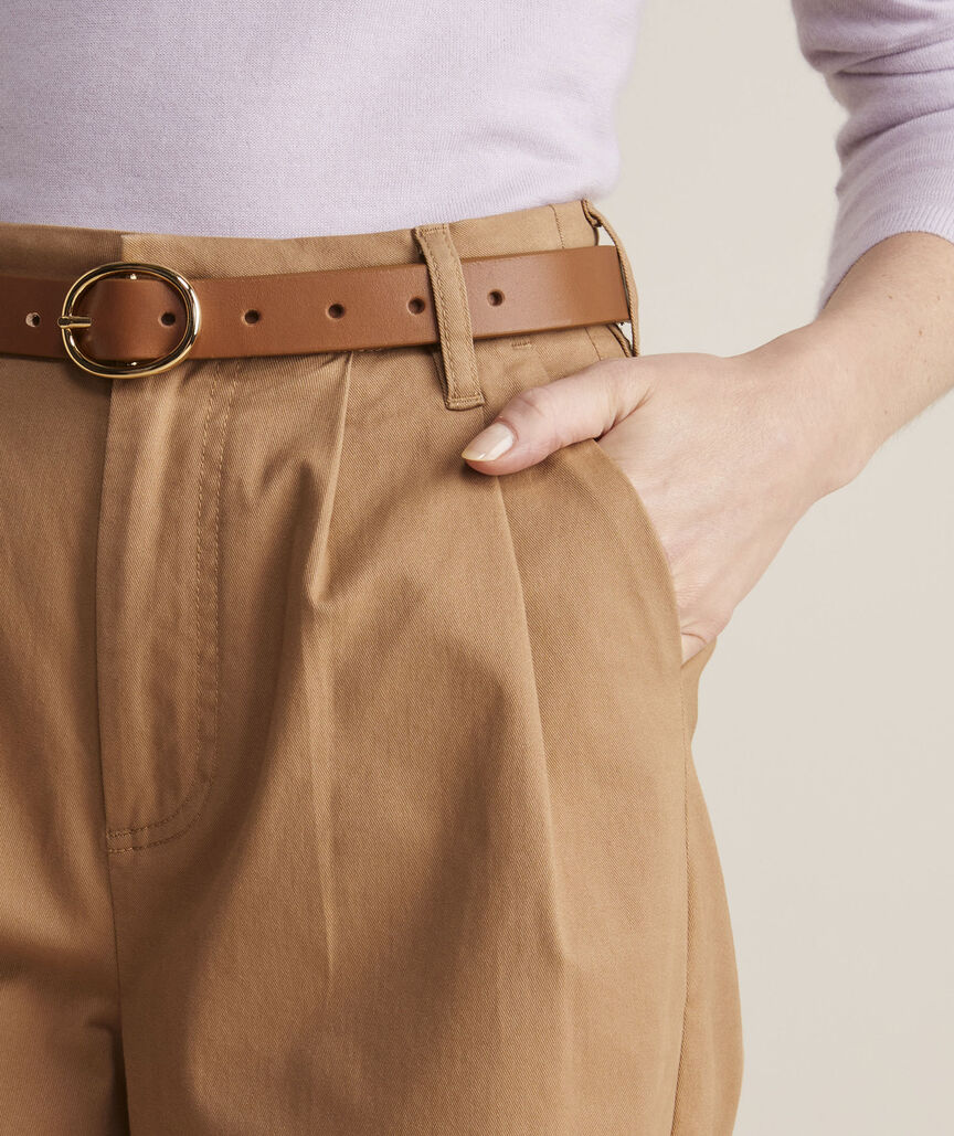 Pleated Wide Leg Chinos