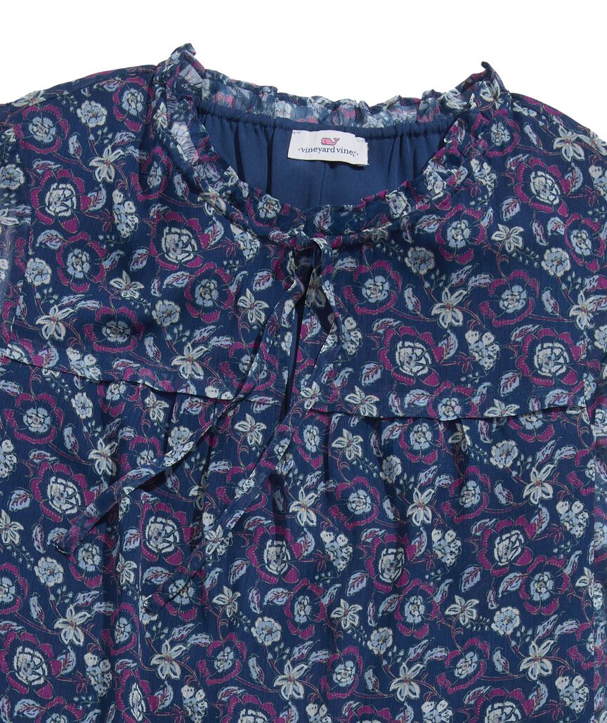 OUTLET Women's Frangipani Block Print Ruffle Dress