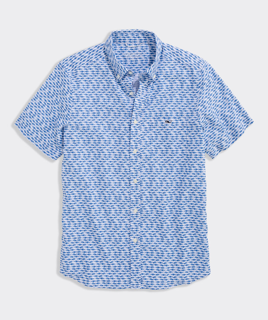 Micro Fish Short-Sleeve Performance Ripstop Shirt