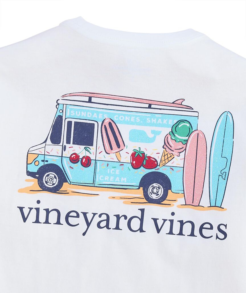 OUTLET Girls' Glitter Ice Cream Truck Short-Sleeve Pocket Tee